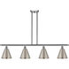 Ballston Cone 4 Light 48 inch Brushed Satin Nickel Island Light Ceiling Light