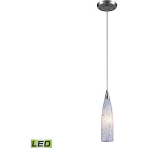 Lungo LED 3 inch Satin Nickel Mini Pendant Ceiling Light in Snow White Glass