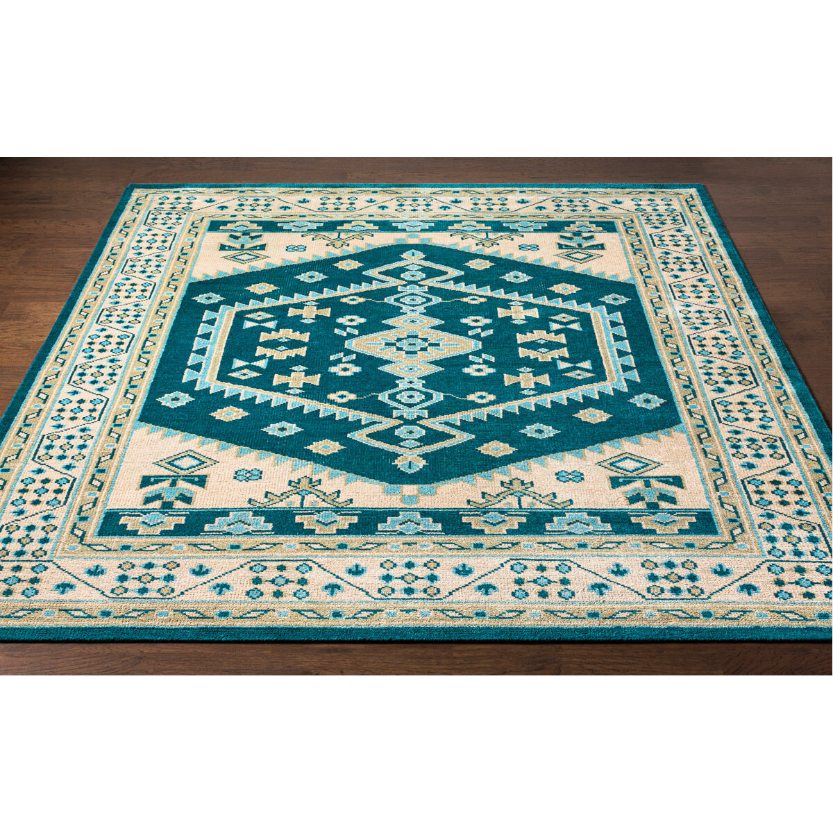 Milas 120 X 96 inch Teal Rug in 8 x 10, Rectangle