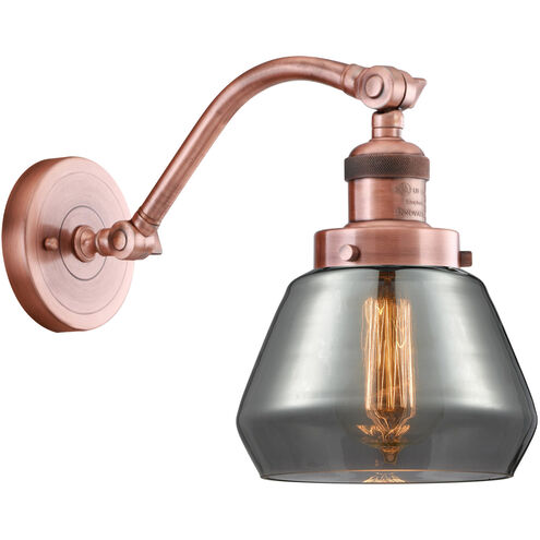 Franklin Restoration Fulton LED 7 inch Antique Copper Sconce Wall Light in Plated Smoke Glass, Franklin Restoration