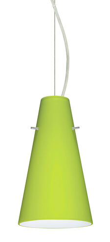 Cierro LED Satin Nickel Pendant Ceiling Light in Chartreuse Glass