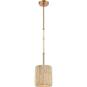 Abaca 1 Light 8 inch Satin Brass Mini Pendant Ceiling Light