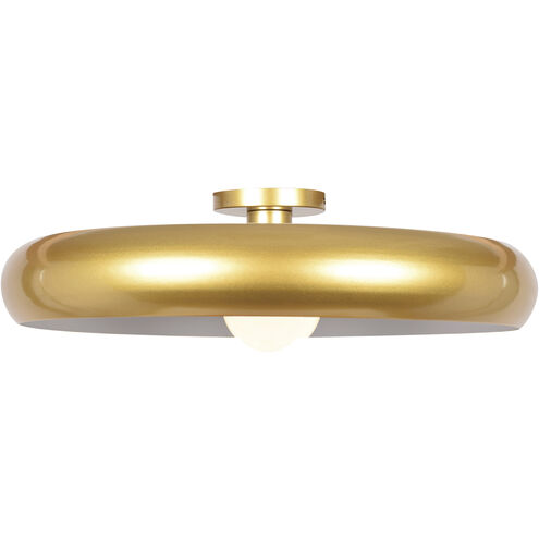 Bistro LED 24 inch Gold and White Semi-Flush Ceiling Light