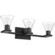 Gilford 3 Light 24 inch Matte Black Vanity Light Wall Light
