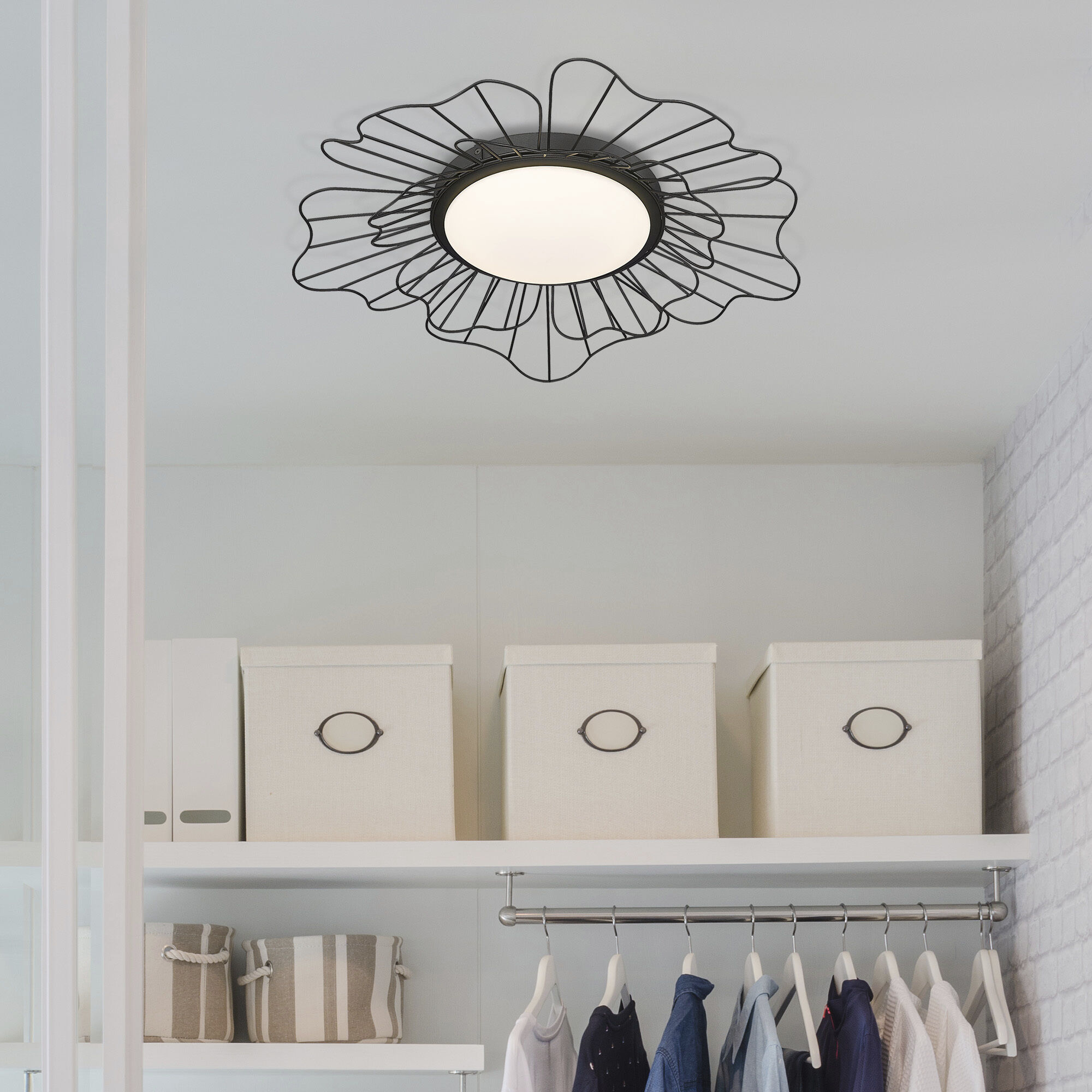 Yasmin LED 23.63 inch Natural Black Flush Mount Ceiling Light