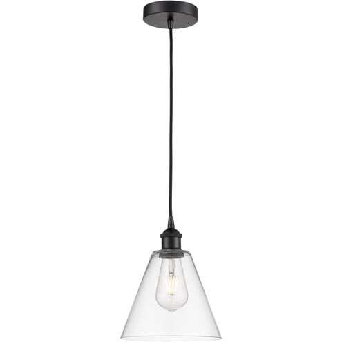 Edison Cone 1 Light 8 inch Matte Black Mini Pendant Ceiling Light