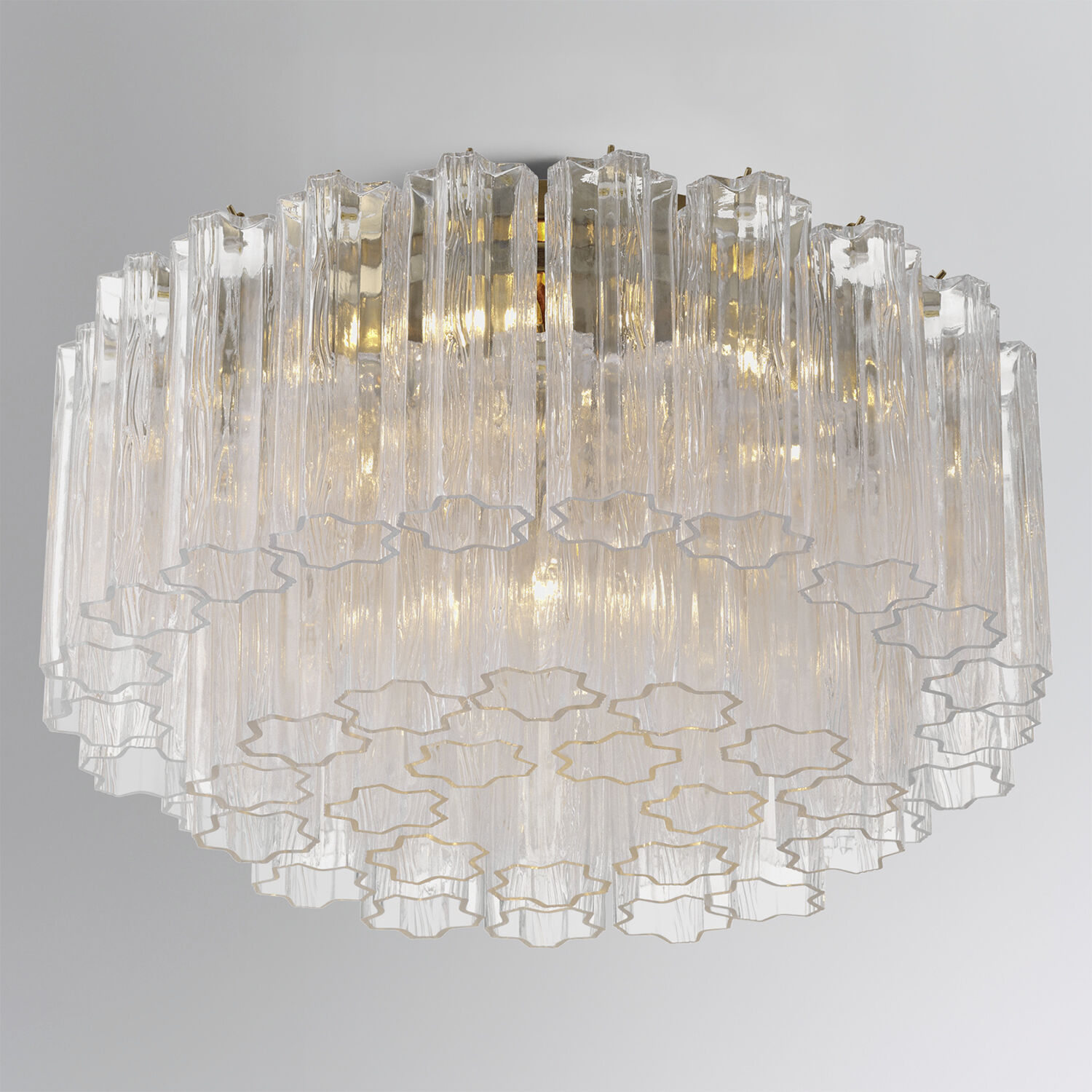 Addis 7 Light 22.25 inch Aged Brass Flush Ceiling Light in Tronchi Glass Clear