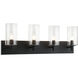Candela 4 Light 29.13 inch Matte Black Wall Sconce Wall Light in Matte Black and Clear
