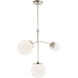 kate spade new york Prescott LED 27 inch Polished Nickel Chandelier Ceiling Light in White Glass, Small