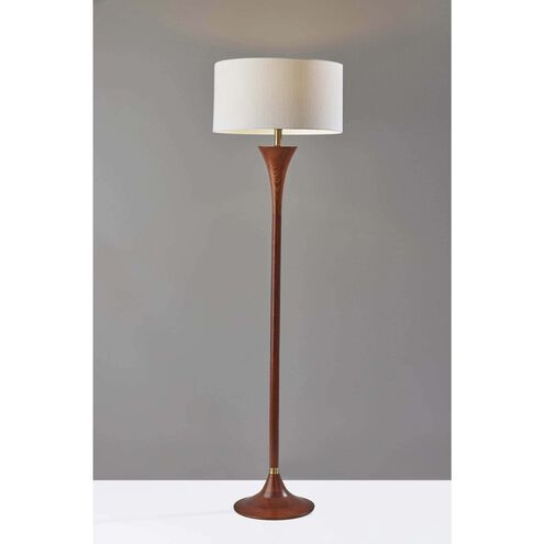 Rebecca 60 inch 100.00 watt Walnut Rubberwood with Antique Brass Accent Floor Lamp Portable Light