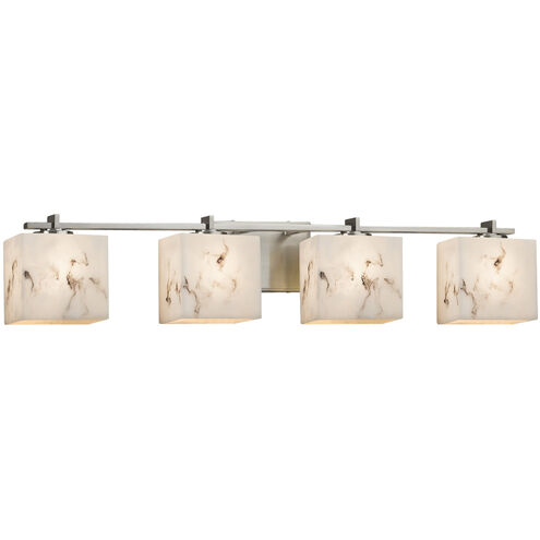 Lumenaria 4 Light 35.75 inch Brushed Nickel Vanity Light Wall Light in Rectangle, Incandescent