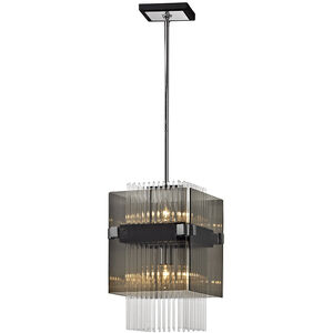 Apollo 2 Light 10.5 inch Dark Bronze Polished Chrome Pendant Ceiling Light, Smoked and Clear Glass