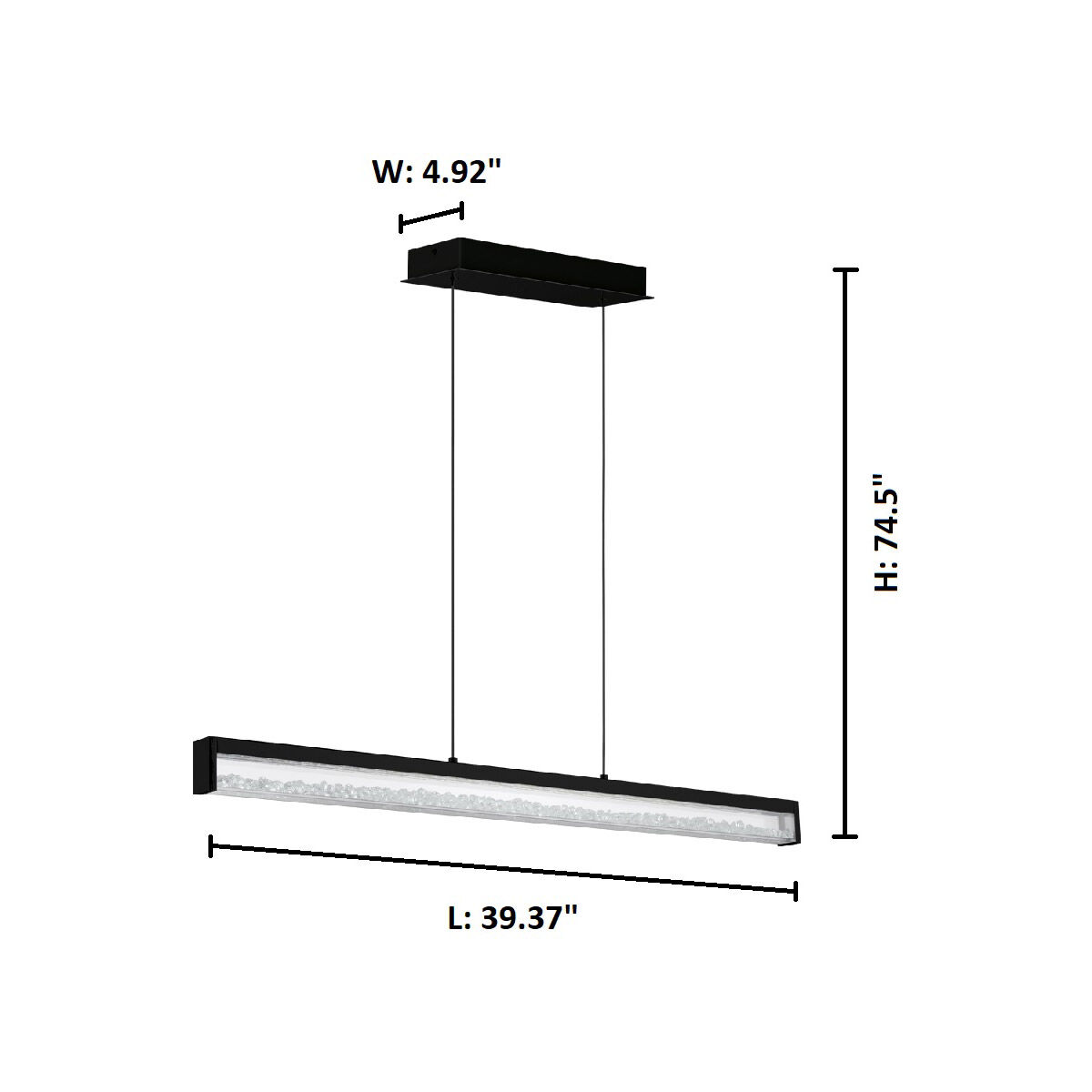 Cardito LED 39.37 inch Matte Black Linear Pendant Ceiling Light