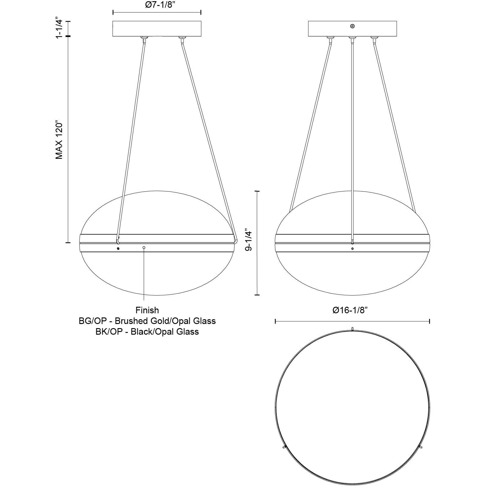 Virgo LED 16.13 inch Brushed Gold Pendant Ceiling Light