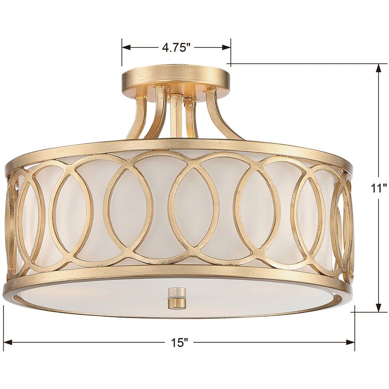 Graham 3 Light 15 inch Antique Gold Semi Flush Ceiling Light