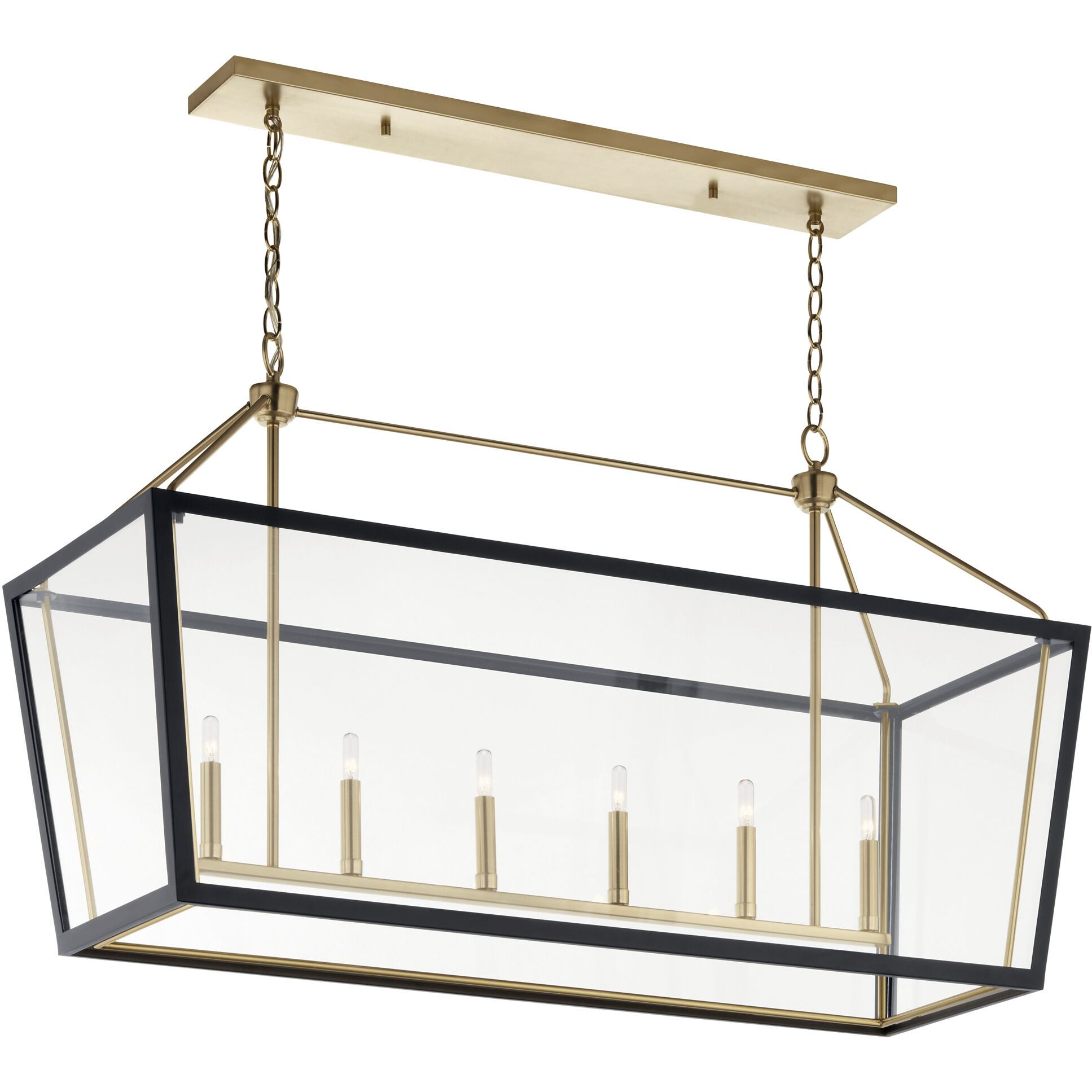 Delvin 6 Light 44.25 inch Champagne Bronze with Black Chandelier Linear Ceiling Light, Single