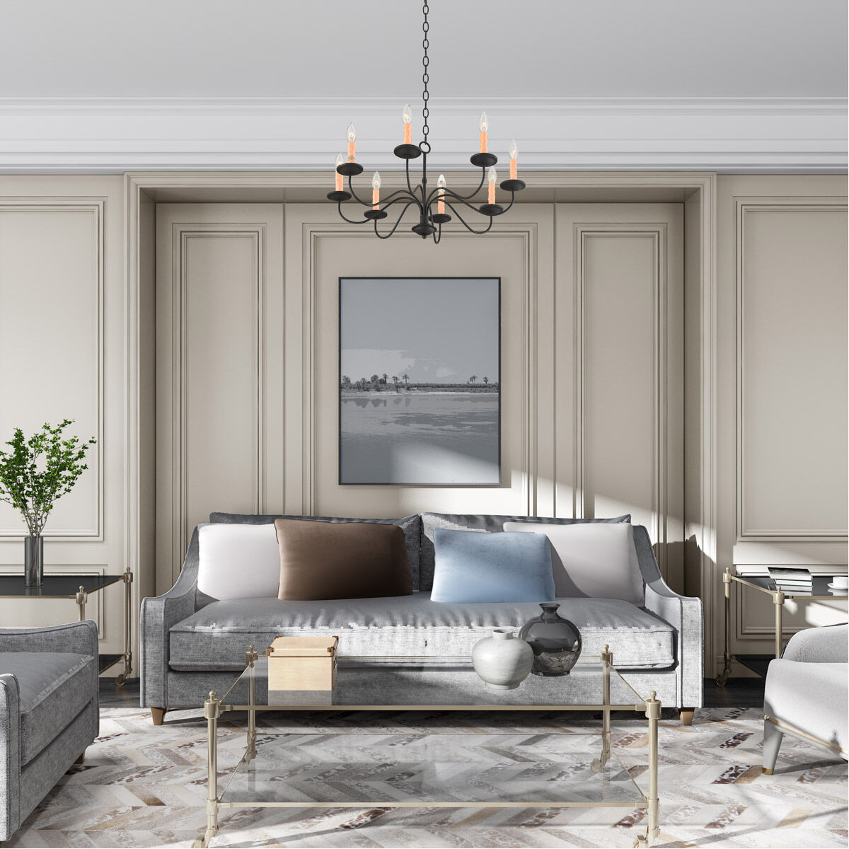 Heritage 8 Light 25 inch Black Chandelier Ceiling Light