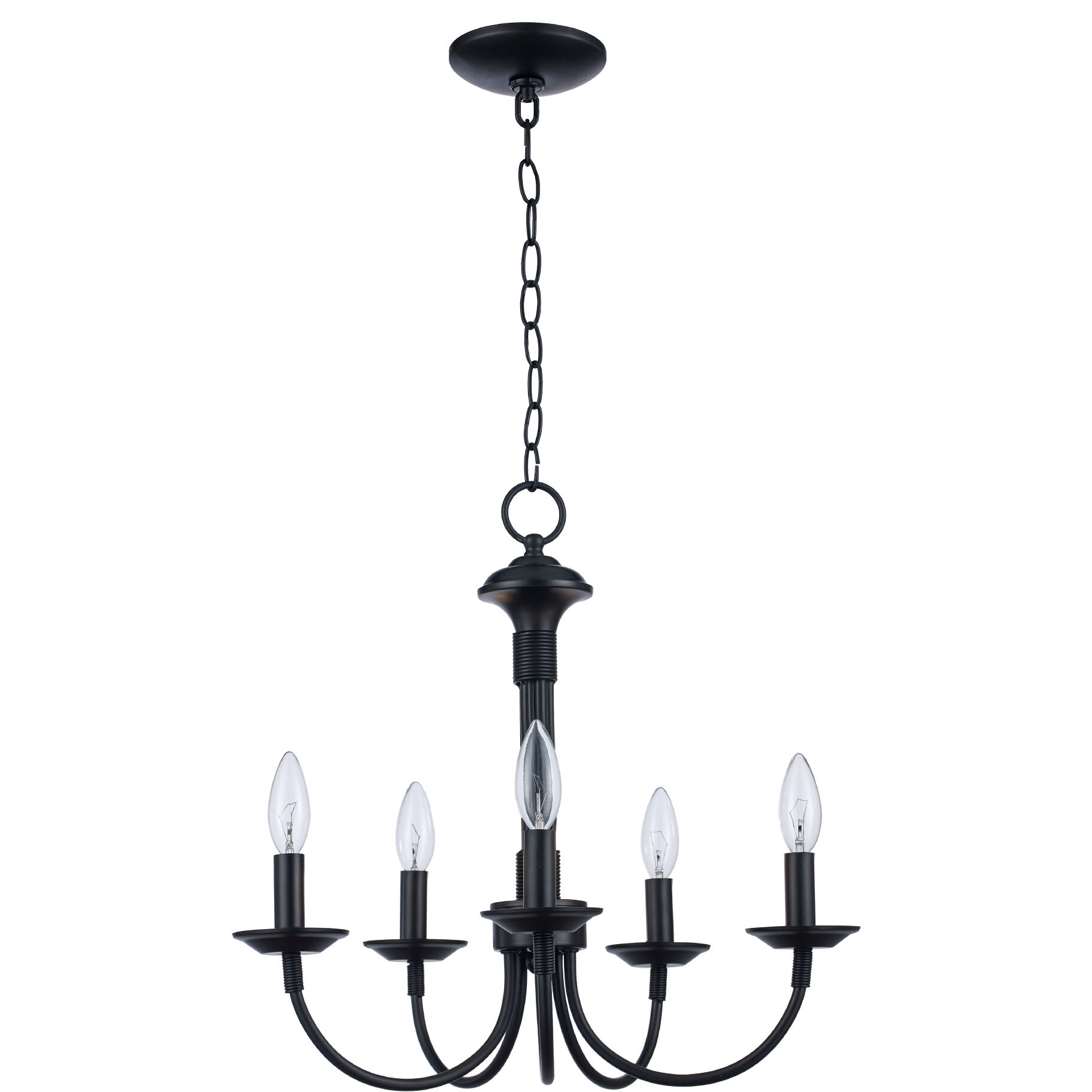 Candle 5 Light 19 inch Black Chandelier Ceiling Light