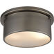 Simpson 2 Light 10 inch Black Nickel with White Flush Mount Ceiling Light