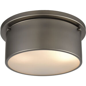 Simpson 2 Light 10 inch Black Nickel with White Flush Mount Ceiling Light