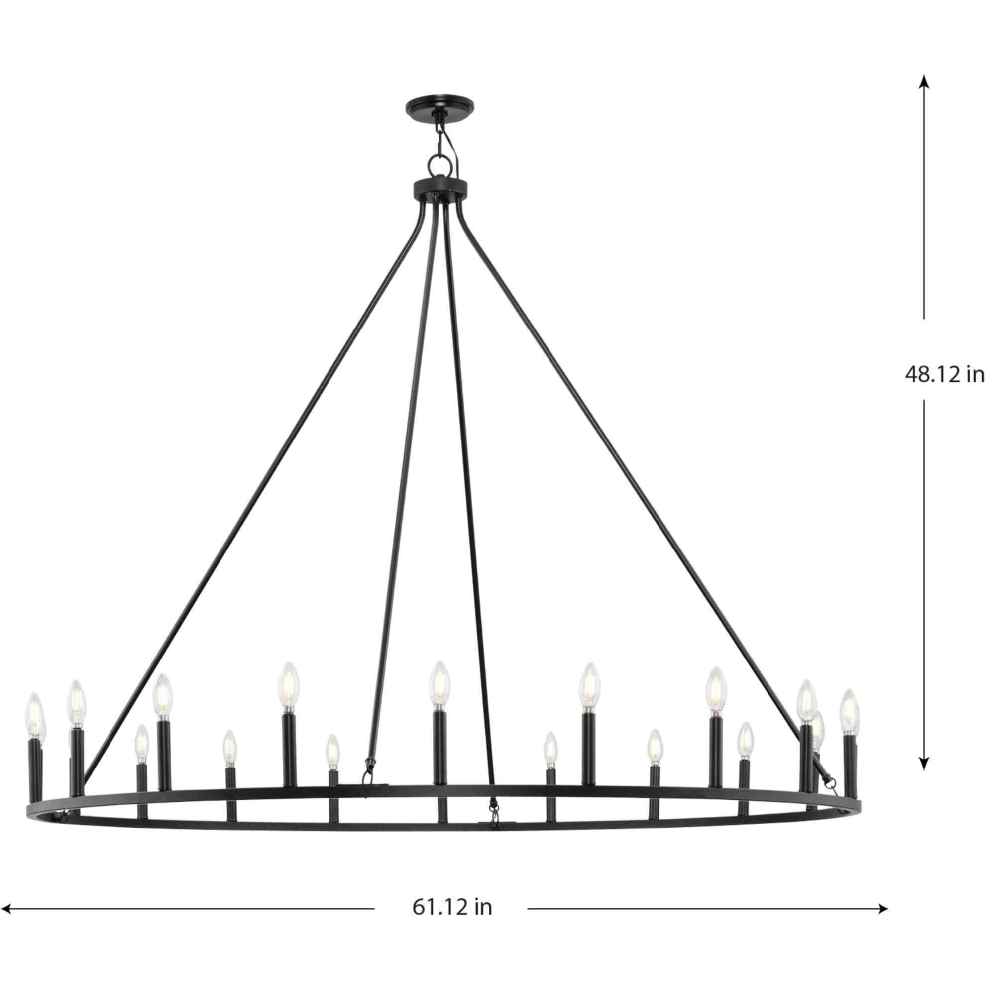 Gilliam 20 Light 61.12 inch Matte Black Chandelier Ceiling Light