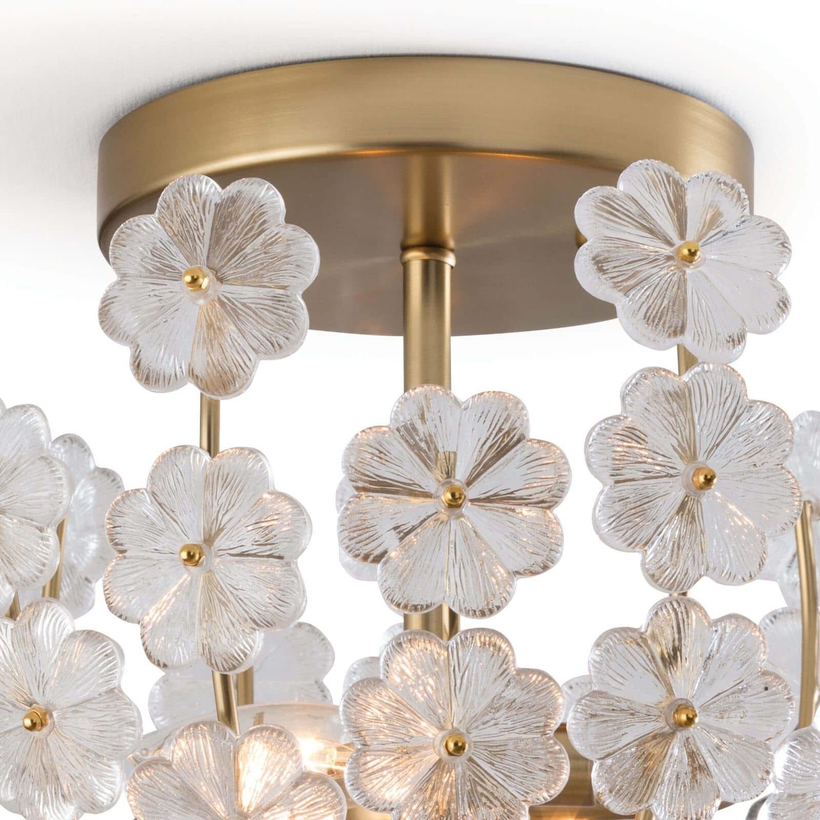 Charlotte 2 Light 15.5 inch Natural Brass Flush Mount Ceiling Light, Semi Flush Mount