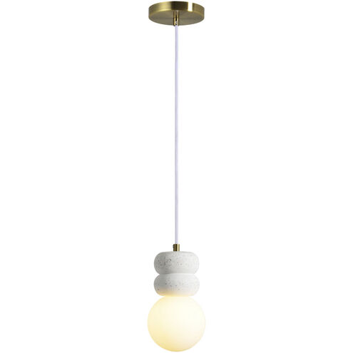 Candra LED 4.75 inch Off-White with Speckles and Antique Brushed Brass Pendant Ceiling Light