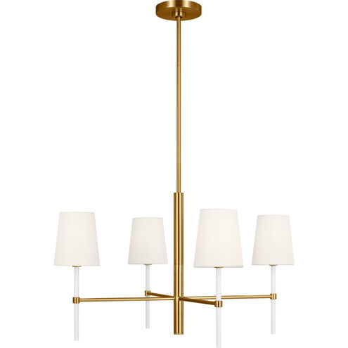 kate spade new york Monroe 4 Light 28 inch Burnished Brass Chandelier Ceiling Light in Burnished Brass / Gloss White