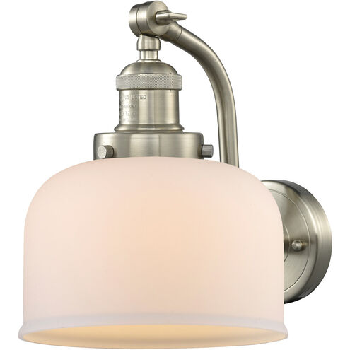 Franklin Restoration Large Bell 1 Light 8 inch Brushed Satin Nickel Sconce Wall Light in Matte White Glass, Franklin Restoration