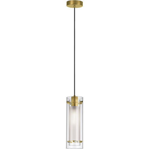 Pasha 1 Light 5 inch Aged Brass Pendant Ceiling Light in Clear/Frost Glass