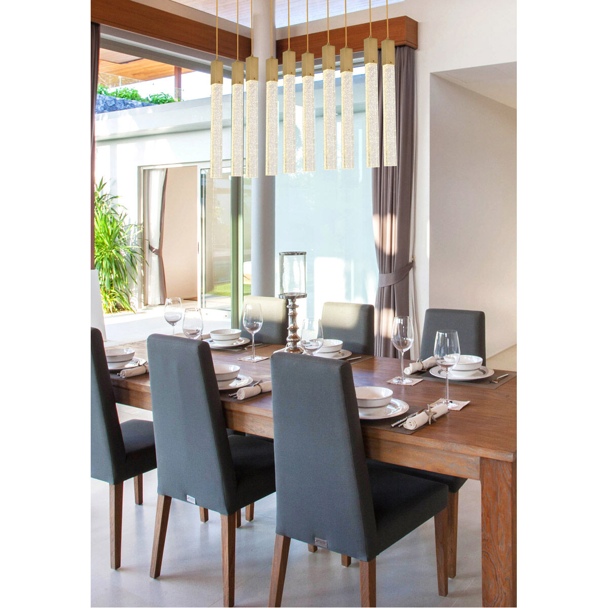 Weston 10 Light 42 inch Satin Gold Pendant Ceiling Light