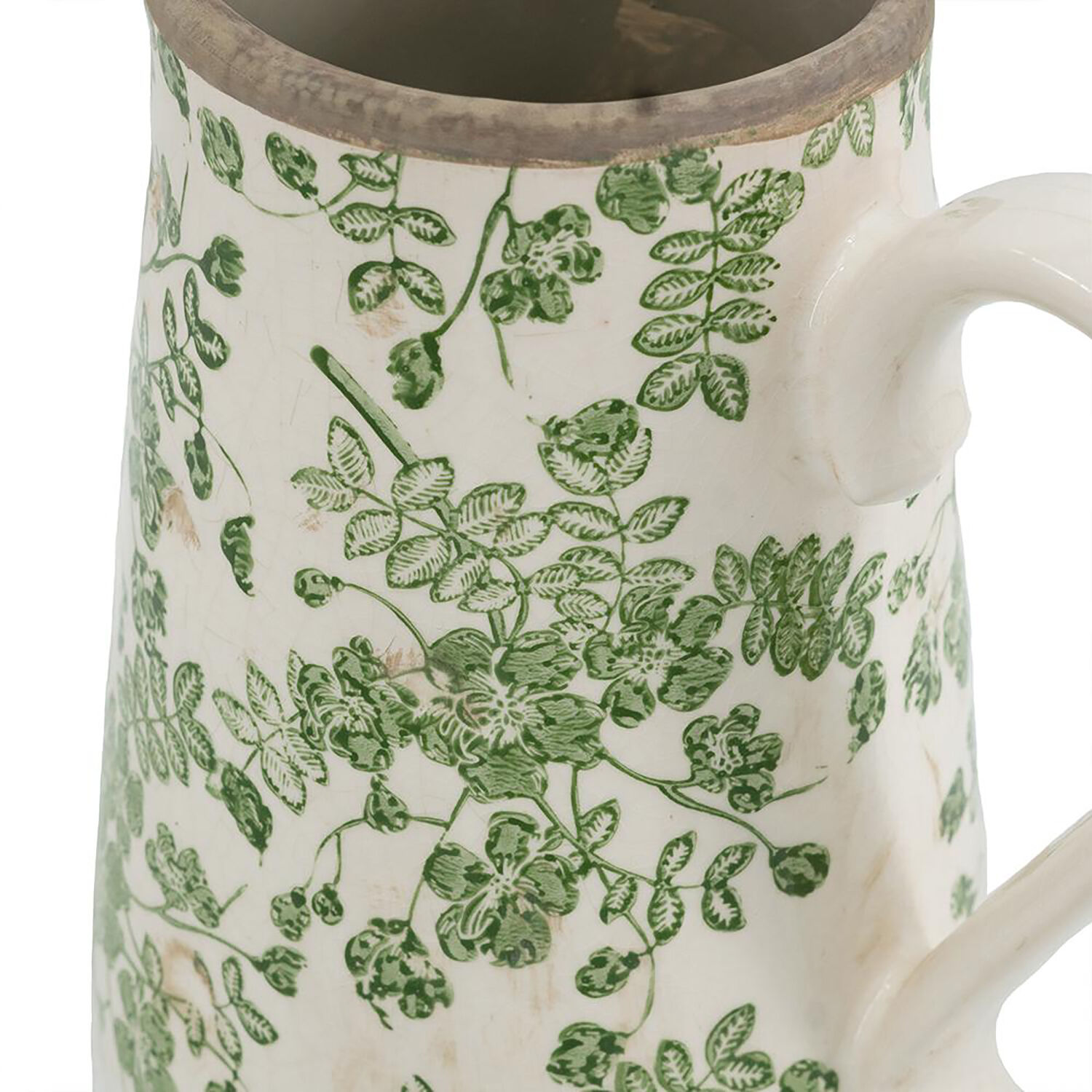 Flower Green and White Pitcher
