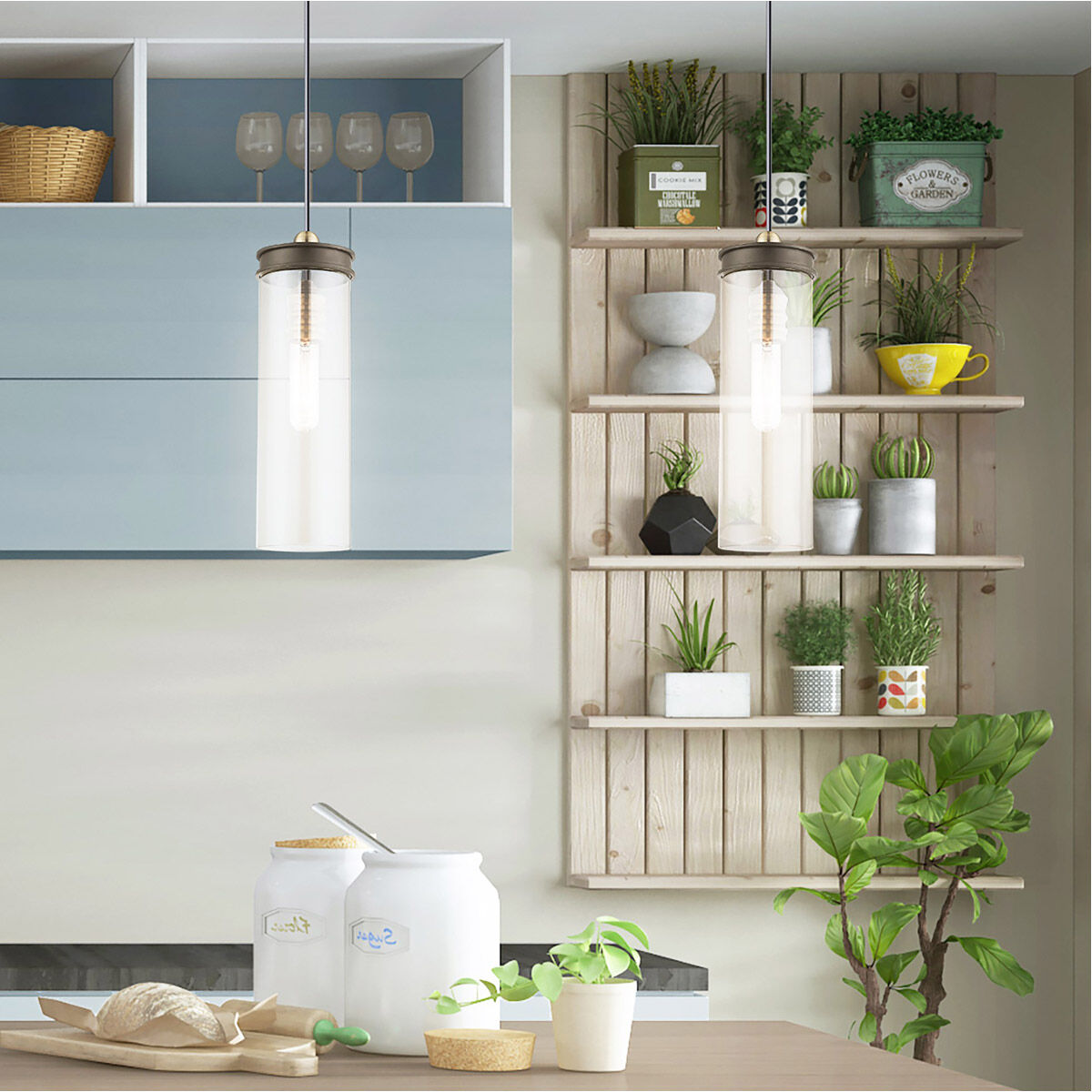 Art Glass 1 Light 5 inch Bronze Mini Pendant Ceiling Light