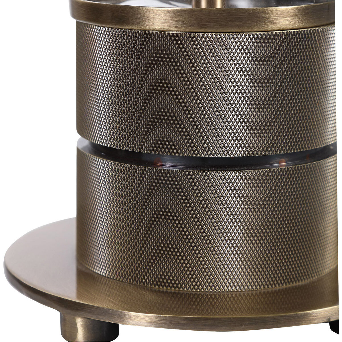 Anmer 35 inch 150.00 watt Clear Glass and Antiqued Brass Table Lamp Portable Light