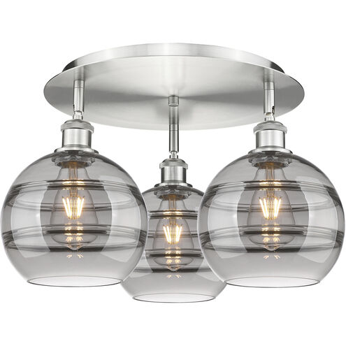 Ballston Rochester 3 Light 19.75 inch Satin Nickel Flush Mount Ceiling Light