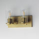Lateral 2 Light 12 inch Satin Brass Bath Vanity Wall Light in Clear