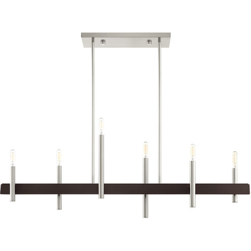 Denmark 6 Light 7 inch Brushed Nickel with Bronze Accents Chandelier Ceiling Light