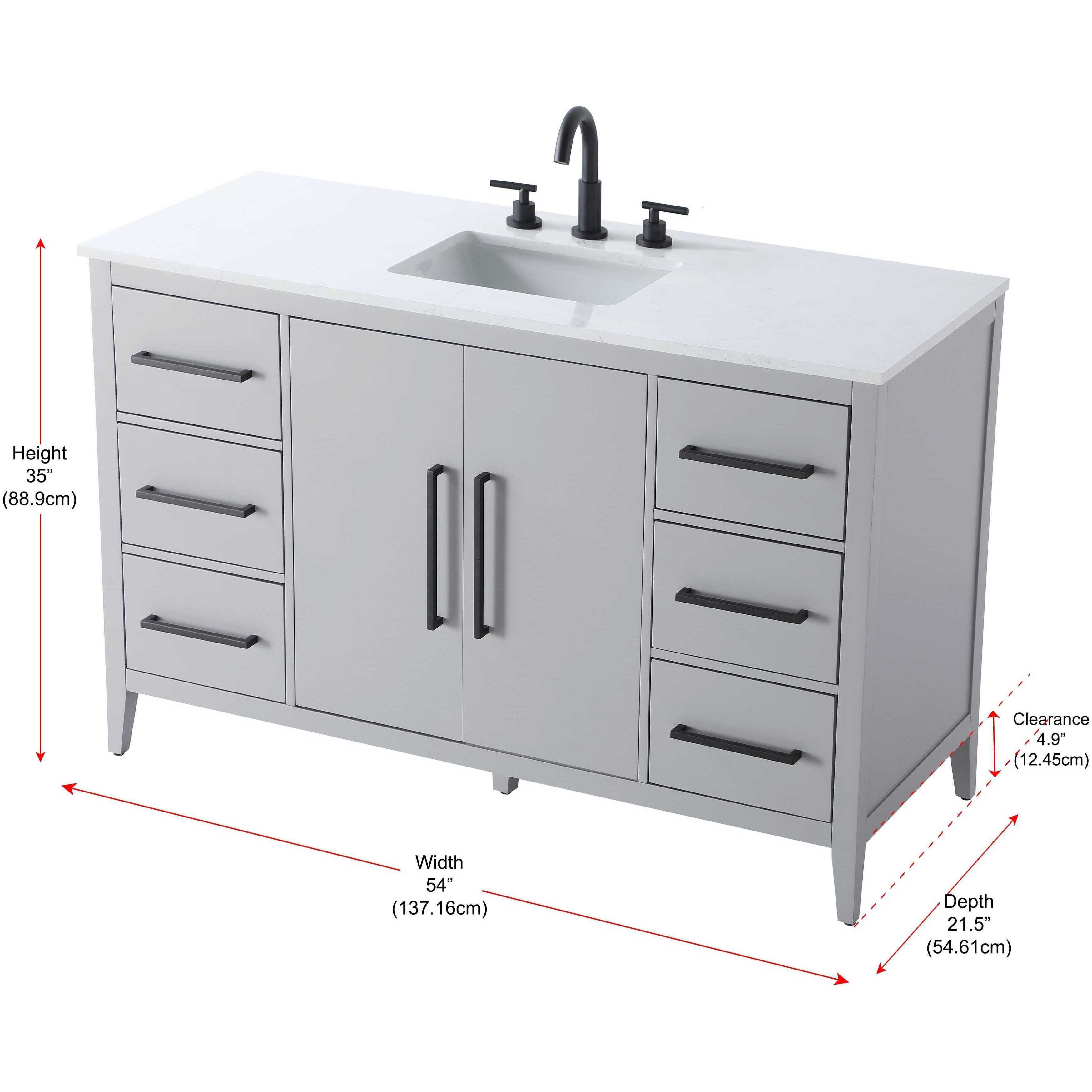 Millie 54 X 35 inch Grey Bathroom Vanity Cabinet