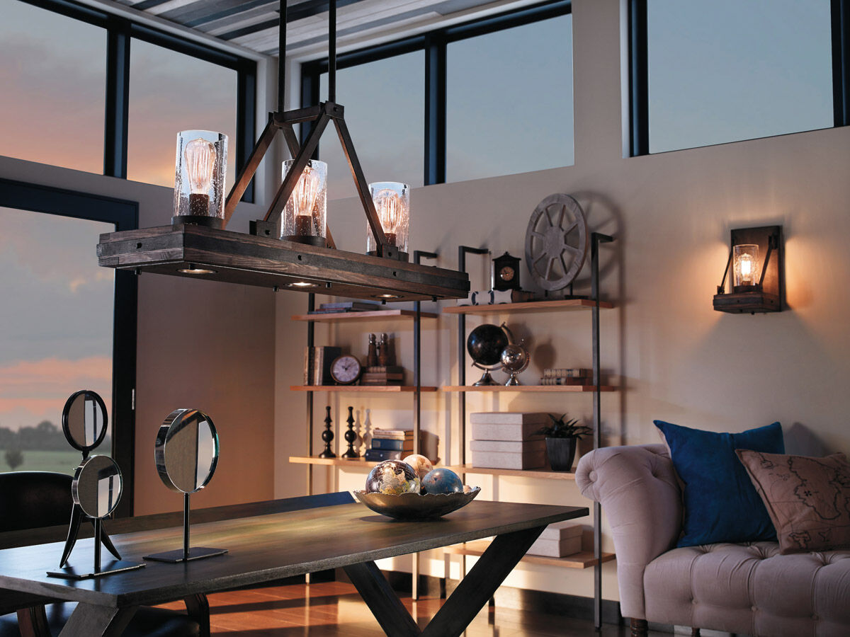 Colerne 6 Light 10.75 inch Auburn Stained Chandelier Linear Ceiling Light, Single