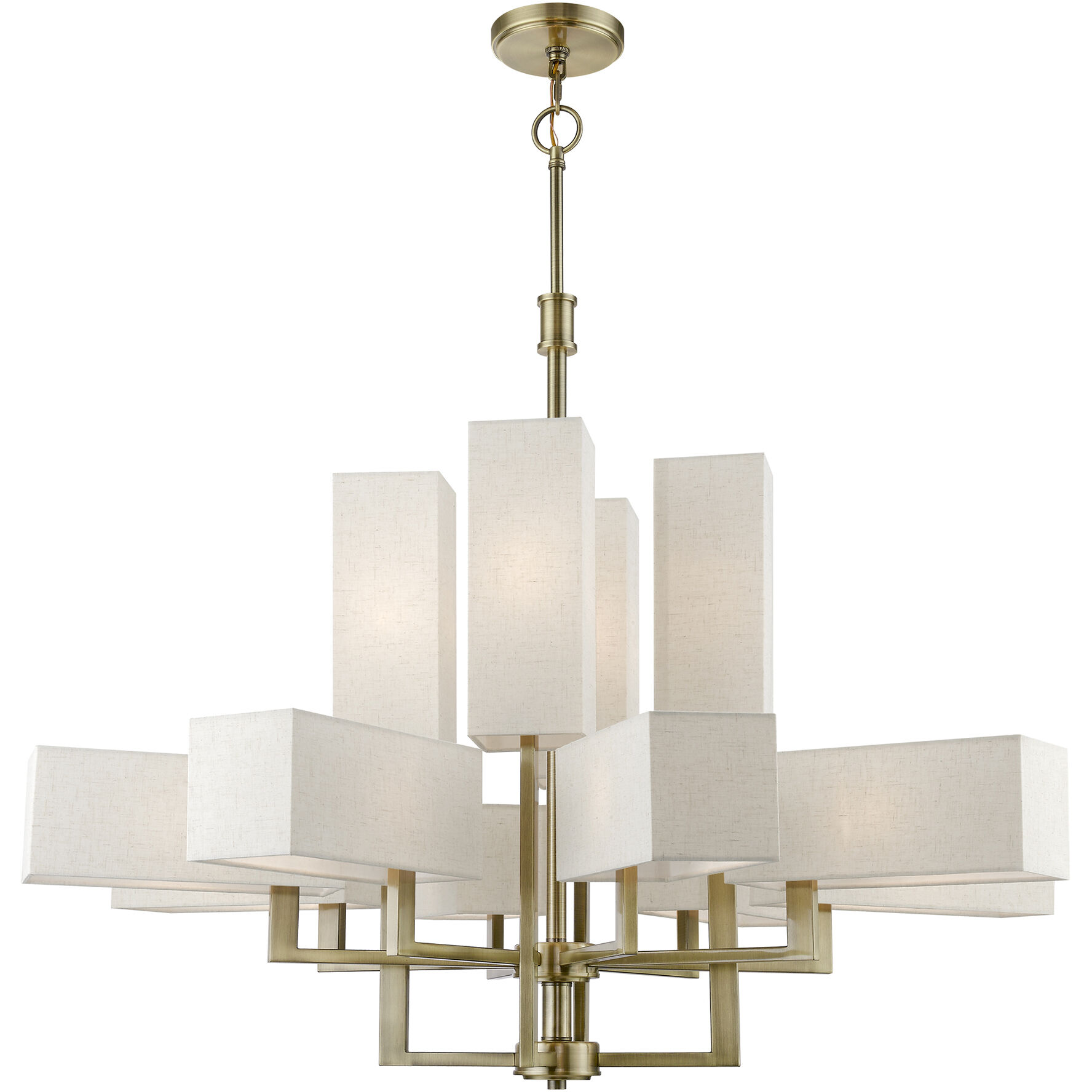 Rubix 12 Light 44 inch Antique Brass Foyer Chandelier Ceiling Light, Extra Large