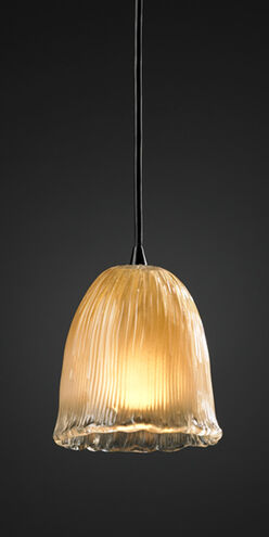 Veneto Luce 1 Light 6 inch Matte Black Pendant Ceiling Light in Gold with Clear Rim (Veneto Luce), Tulip with Rippled Rim