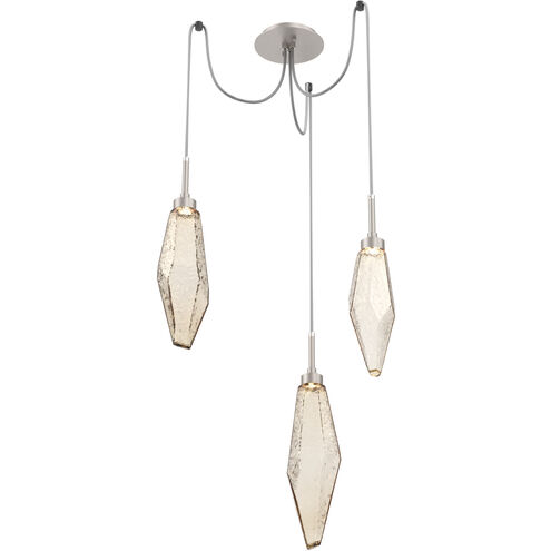 Rock Crystal LED 13.5 inch Metallic Beige Silver Swag Multi-Pendant Ceiling Light in Chilled Amber, 2700K LED