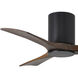 Atlas Irene-3HLK 42 inch Matte Black with Walnut Tone Blades Ceiling Mount Paddle Fan, Flush Mounted