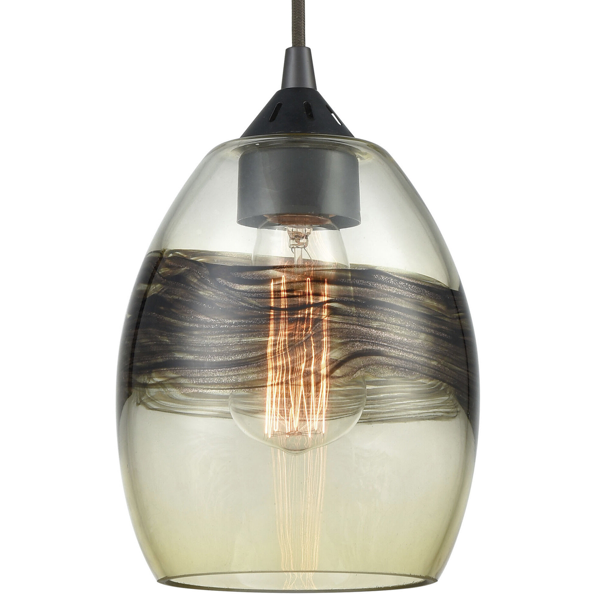 Whisp 1 Light 6 inch Champagne Gold with Smoke and Oil Rubbed Bronze Mini Pendant Ceiling Light