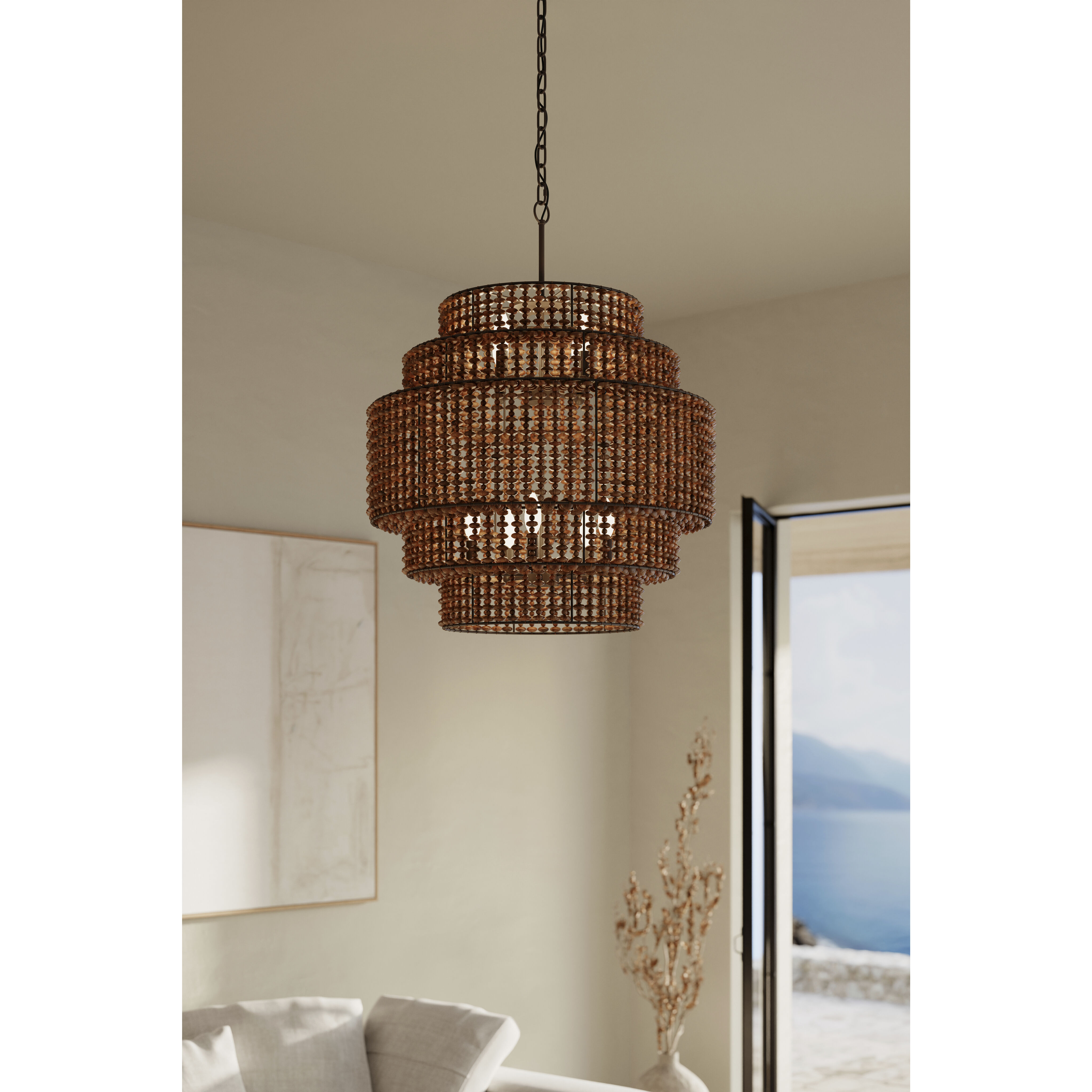 Beaudelle 9 Light 30 inch Dark Bronze Pendant Ceiling Light