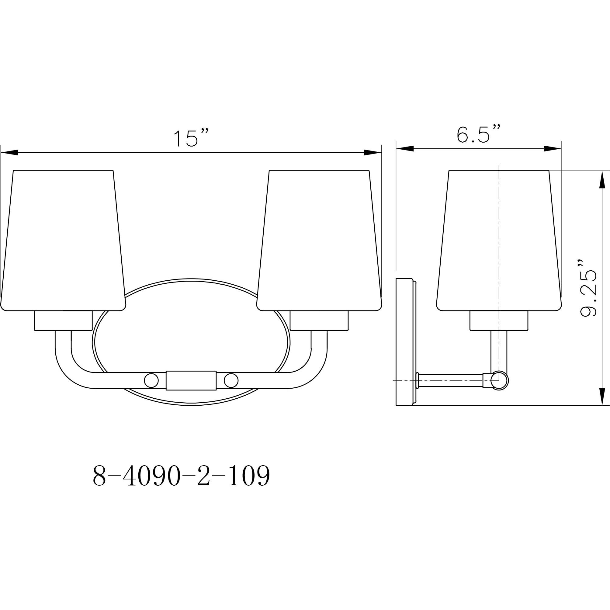 Capra 2 Light 15 inch Polished Nickel Bathroom Vanity Light Wall Light, Essentials