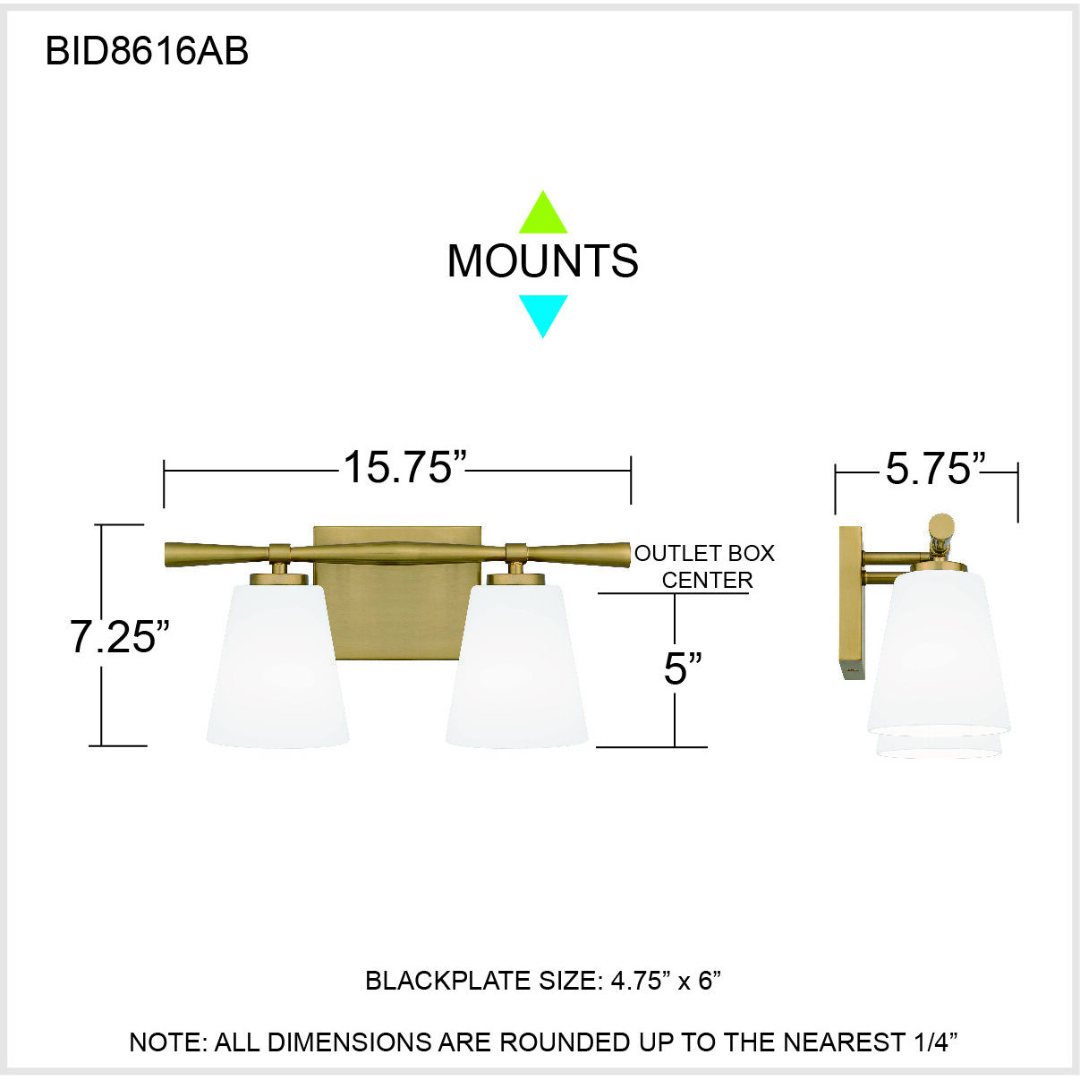 Brindley 2 Light 16 inch Aged Brass Bath Light Wall Light