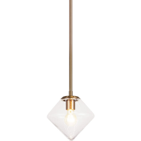 Novo 1 Light 7.88 inch Aged Gold Brass Chandelier Ceiling Light in Aged Gold Brass and Clear