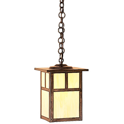 Mission 1 Light 7.25 inch Rustic Brown Pendant Ceiling Light in White Opalescent, Empty