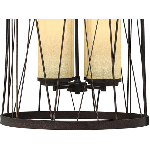 Nest 4 Light 21 inch Oil Rubbed Bronze Foyer Ceiling Light in Distressed Amber Etched, Single Tier